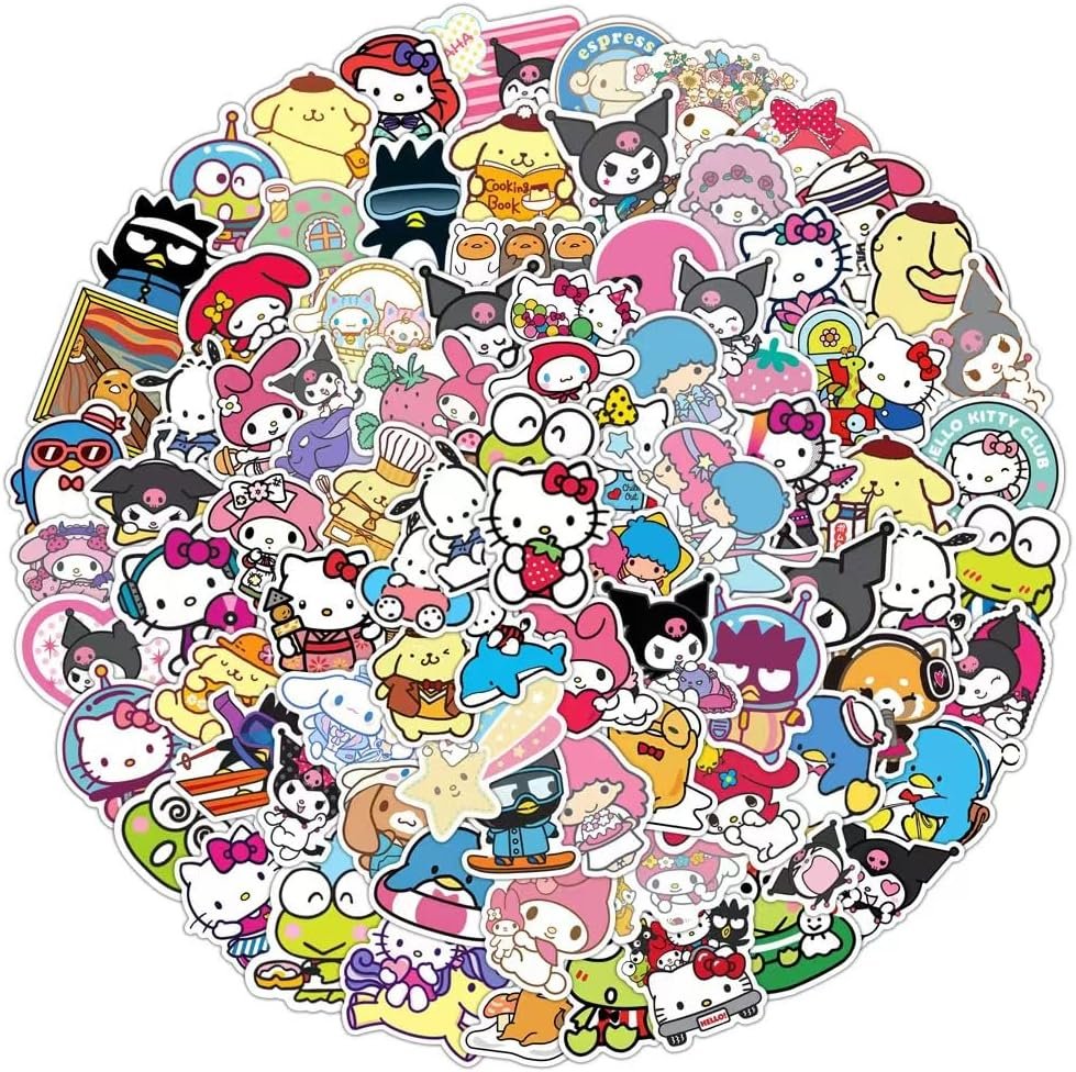 100 Cute Anime Stickers for Water Bottles & Laptops