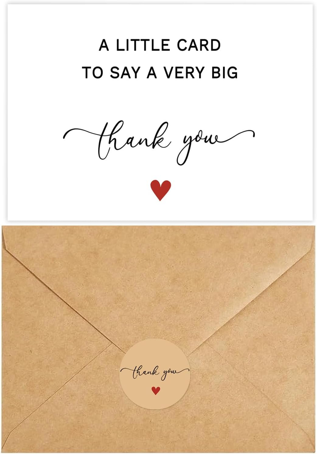 100 Elegant Greenery Thank You Cards with Envelopes