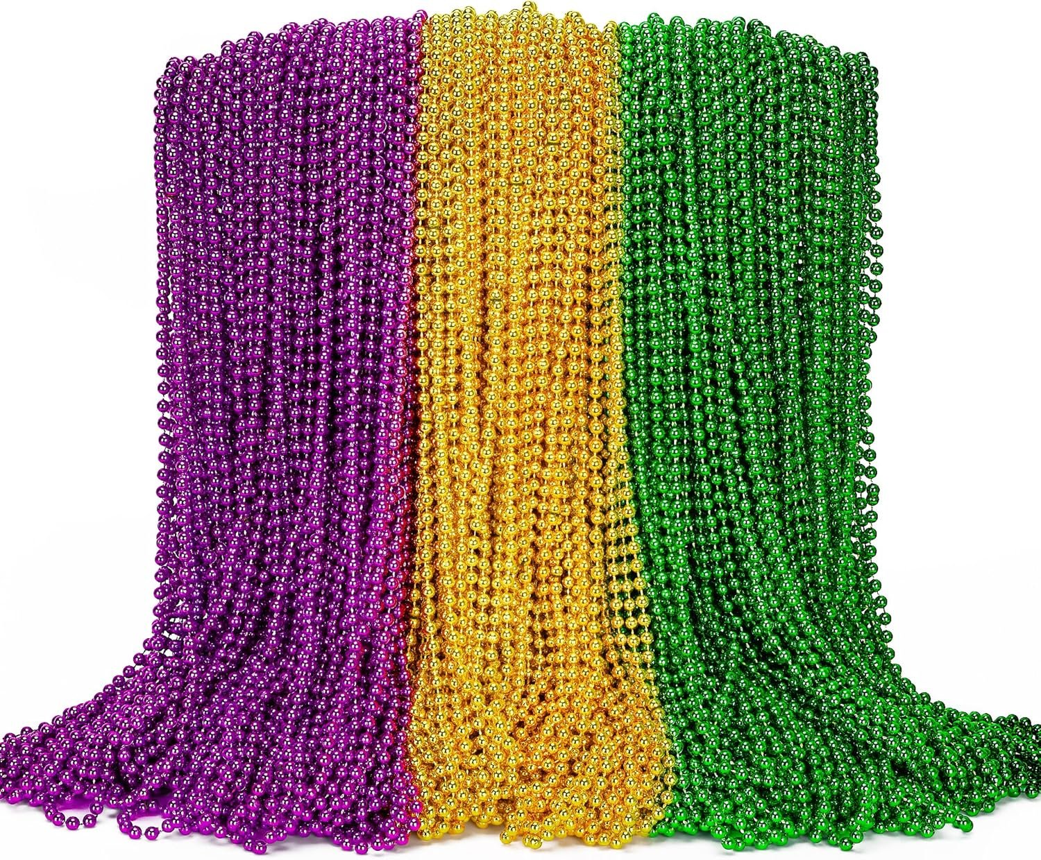 100 Mardi Gras Beads Set - Green Purple Gold Parade Essentials