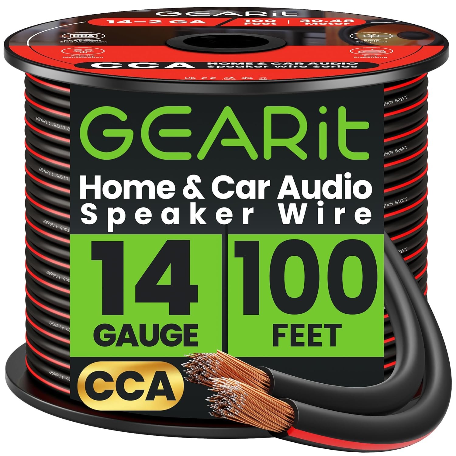 100ft 14-Gauge Speaker Wire for Crystal-Clear Audio