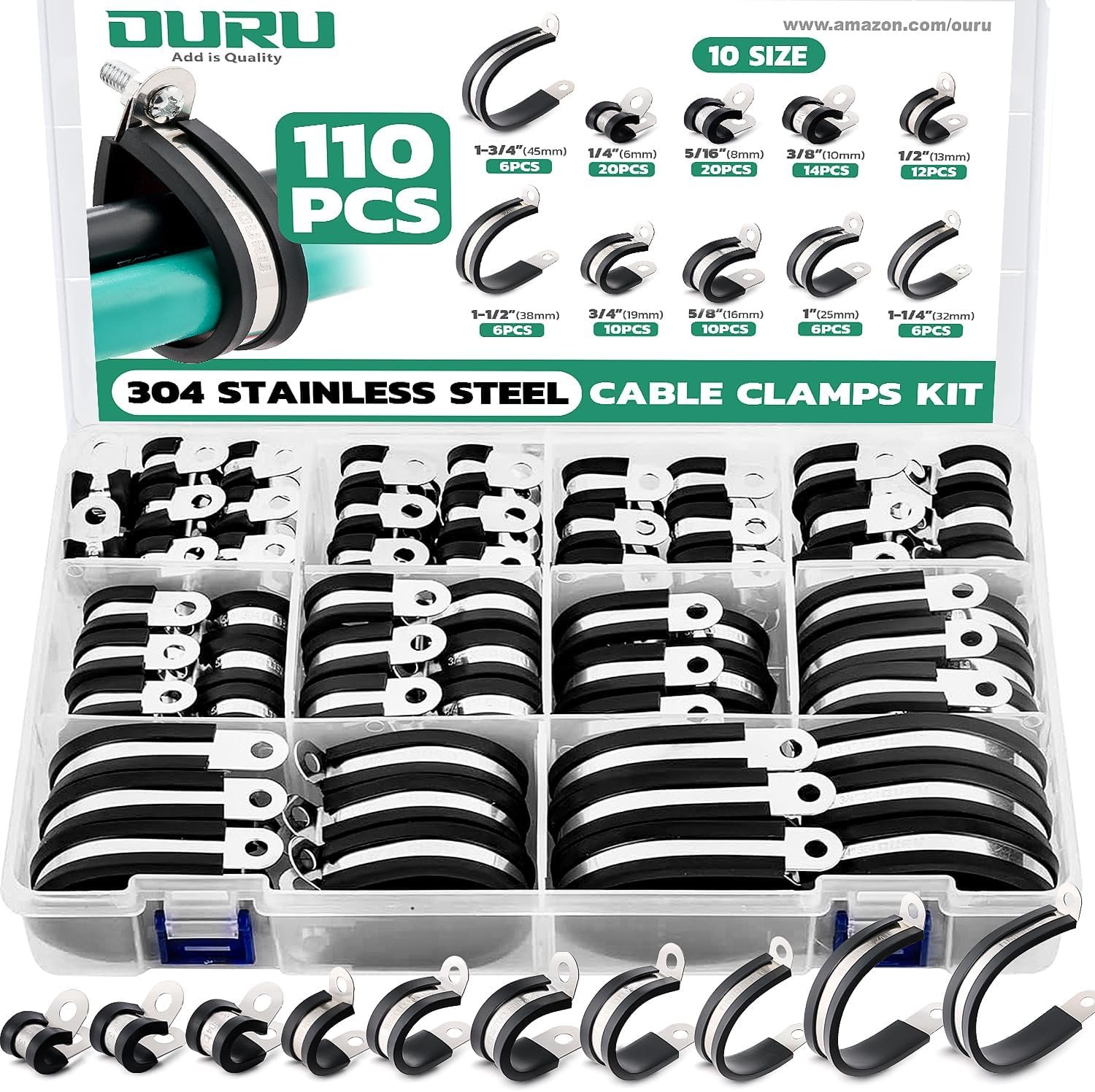 110-Piece Cable Clamp Kit - Secure Wires & Pipes Instantly