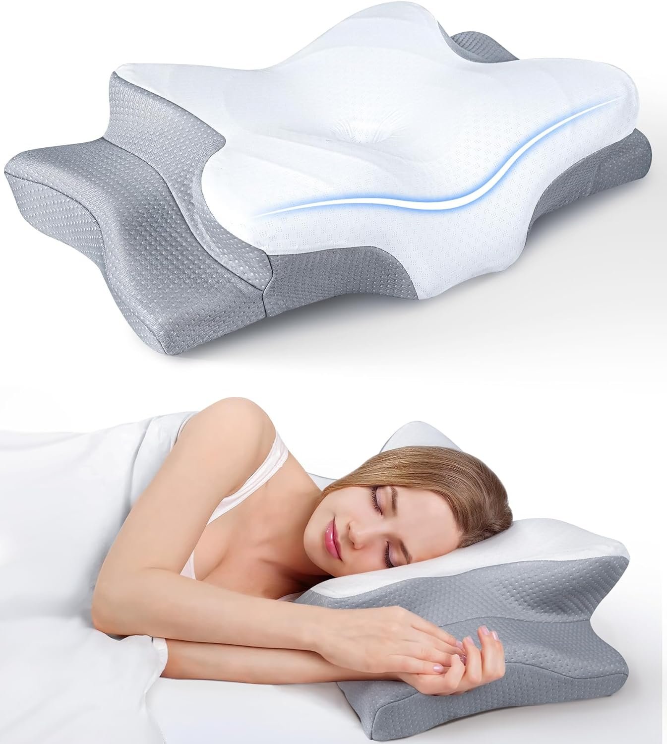 15° Cooling Neck Pillow - Pain Relief & Spinal Alignment