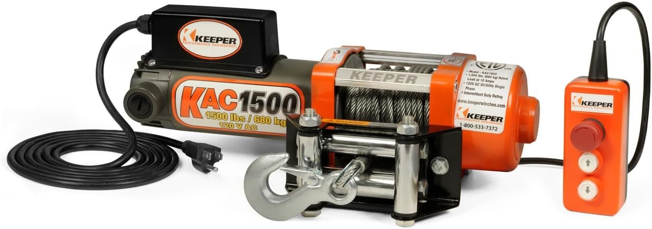 1500 lb Electric Winch with Remote Control - Heavy Duty Pulling Power