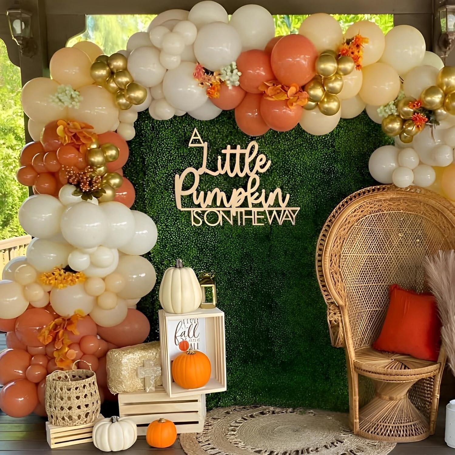 155-Piece Orange Balloon Arch Kit for Fall Parties