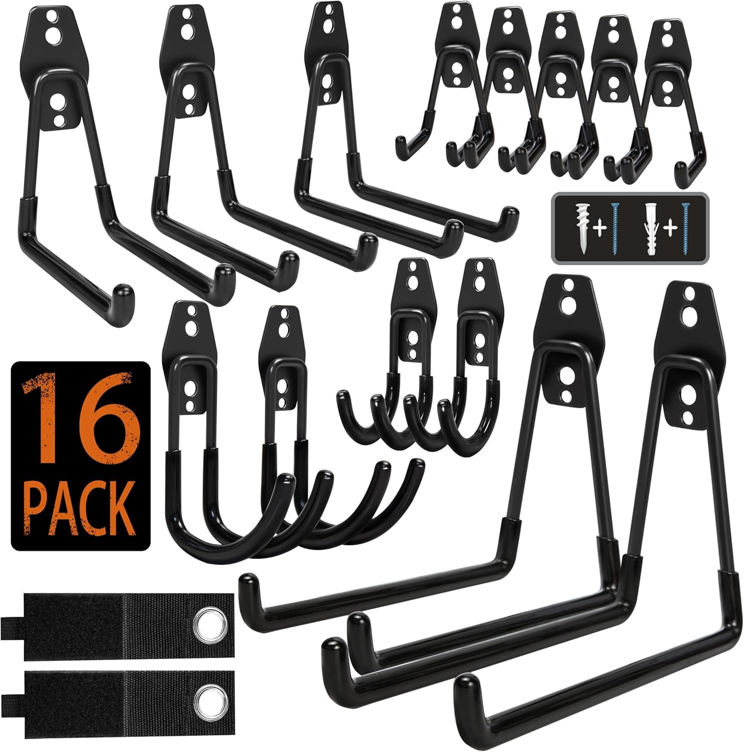 16 Pack Heavy Duty Garage Storage Hooks - Maximize Your Wall Space