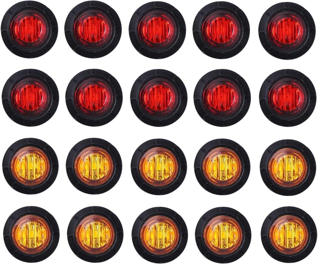 20-Pack LED Marker Lights: Amber & Red for Safe Hauls