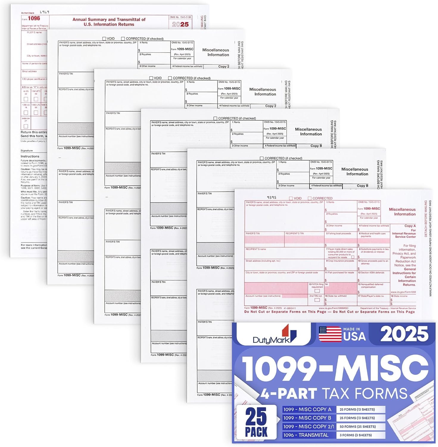 2025 1099-MISC Laser Forms Kit for 25 – QuickBooks Ready