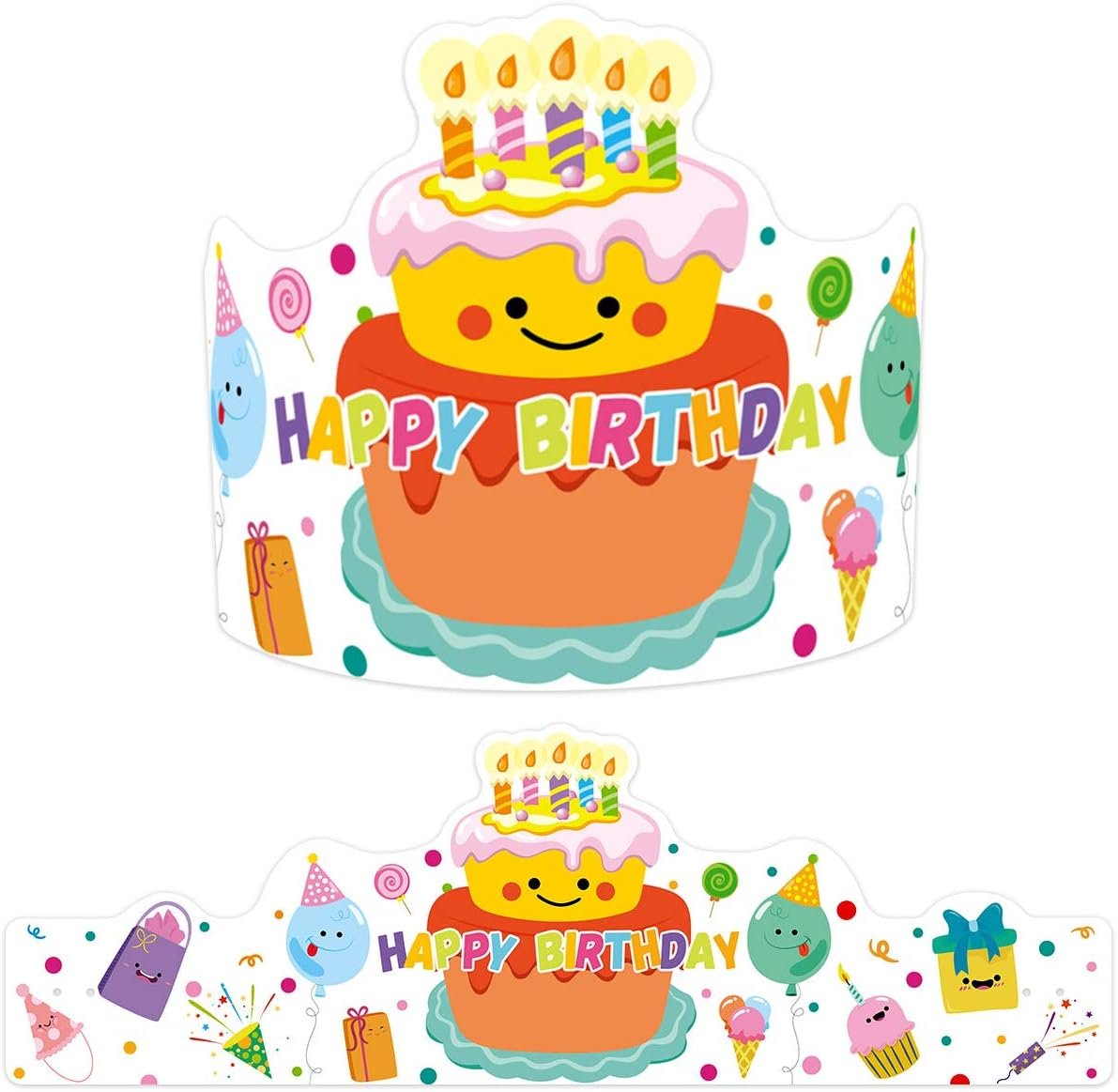 30-Pack Birthday Crowns - Adjustable Hats for Class Parties