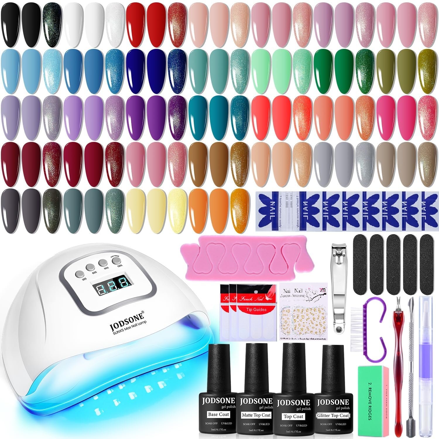 32-Color Gel Nail Kit with UV Lamp - Salon Results at Home