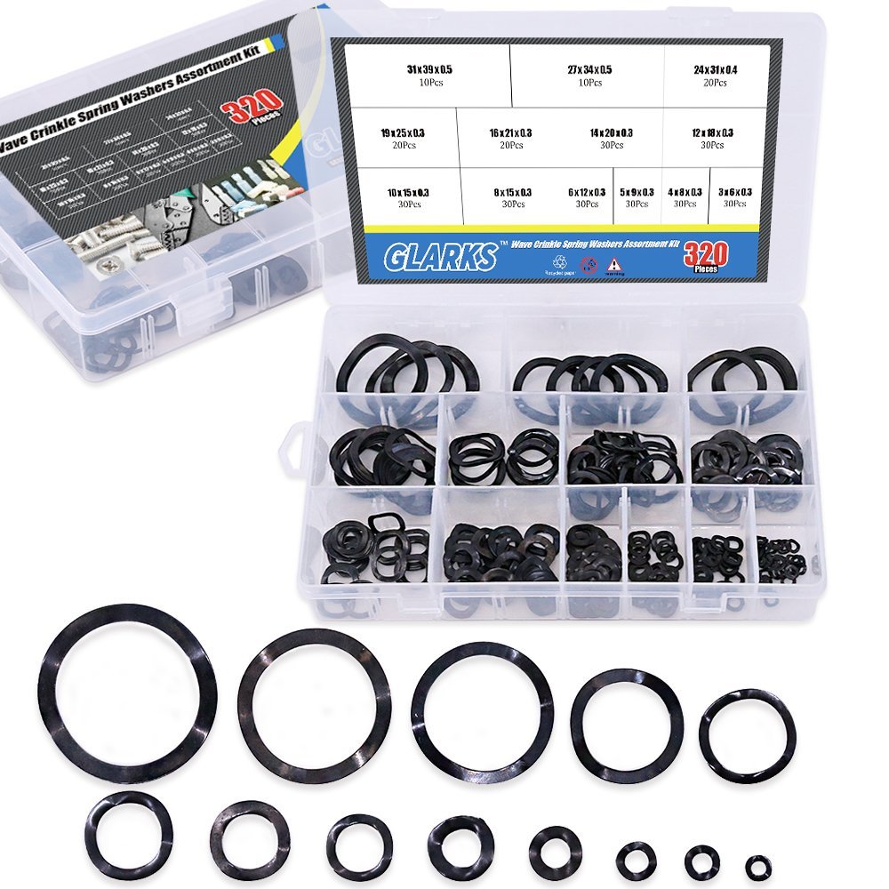 320-Pc Wavy Spring Washers Kit Stops Vibration Loosening