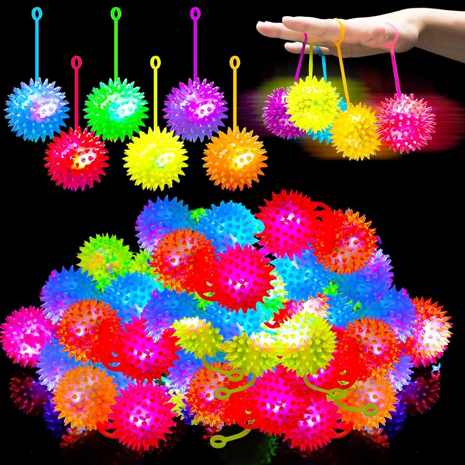 36 Light Up Stress Balls - LED Spiky Sensory Toys