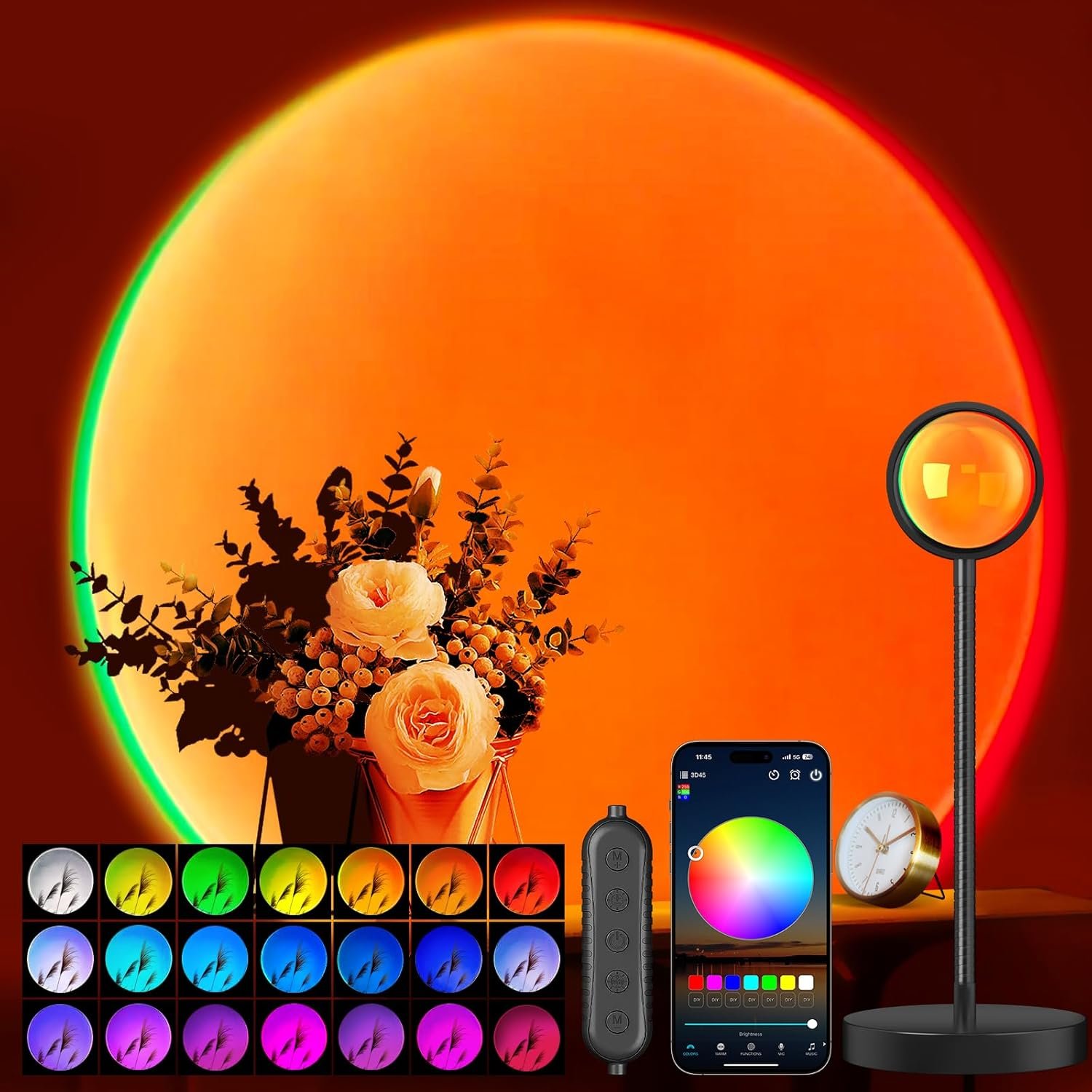 360° Sunset Projector Lamp – App-Controlled Glow