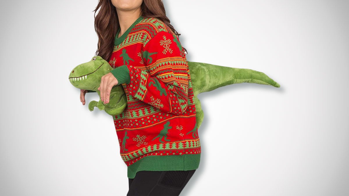 3D T-Rex Ugly Christmas Sweater