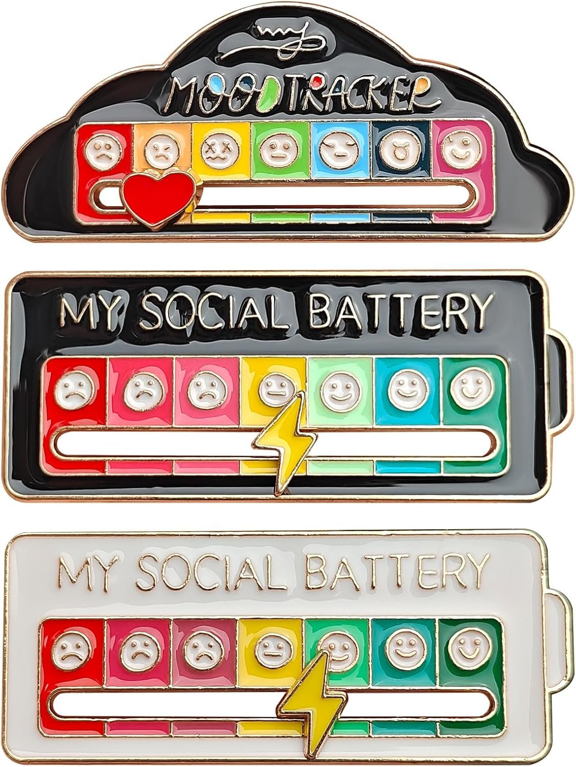 Express Your Mood with 3PCS Social Battery Pins