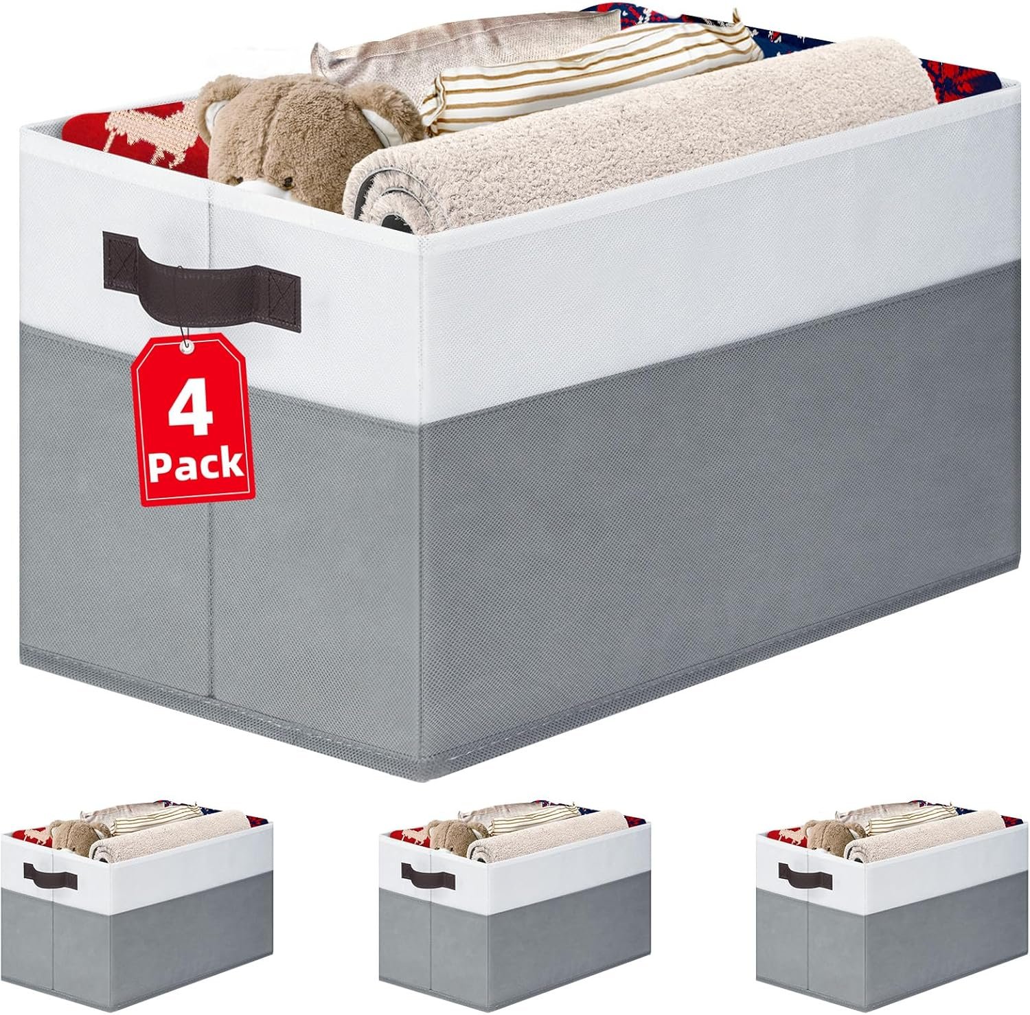 Transform Clutter into Order: 4-Pack Large Storage Bins