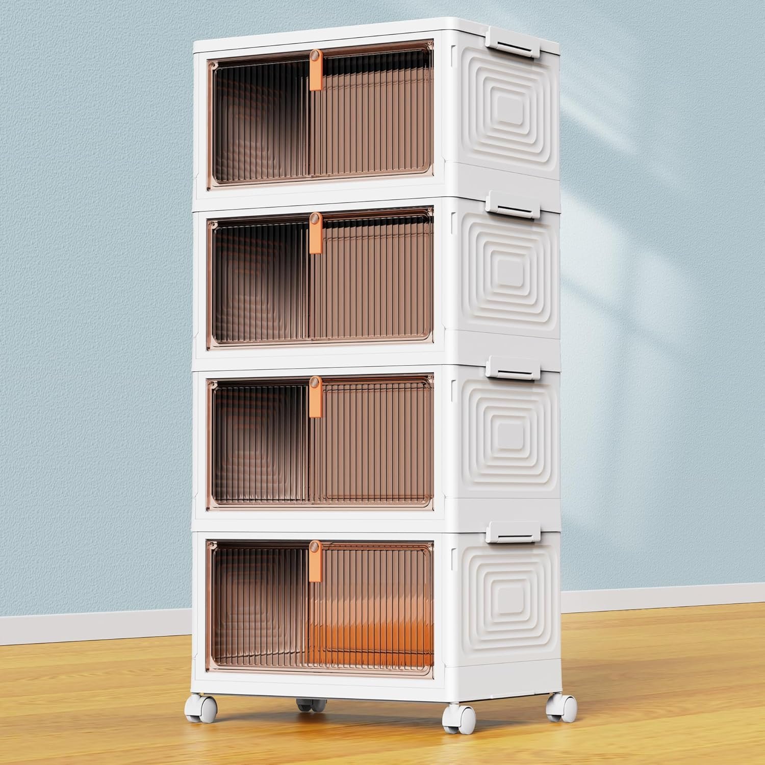 4-Tier Stackable Storage Bins with Wheels & Lids