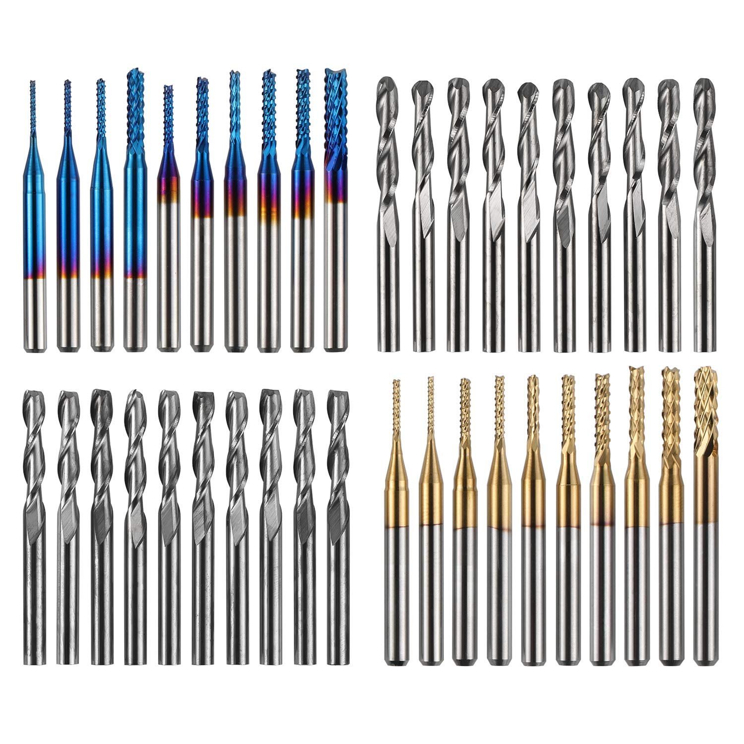 40-Piece CNC End Mill Set: Precision Cutting for Your Router