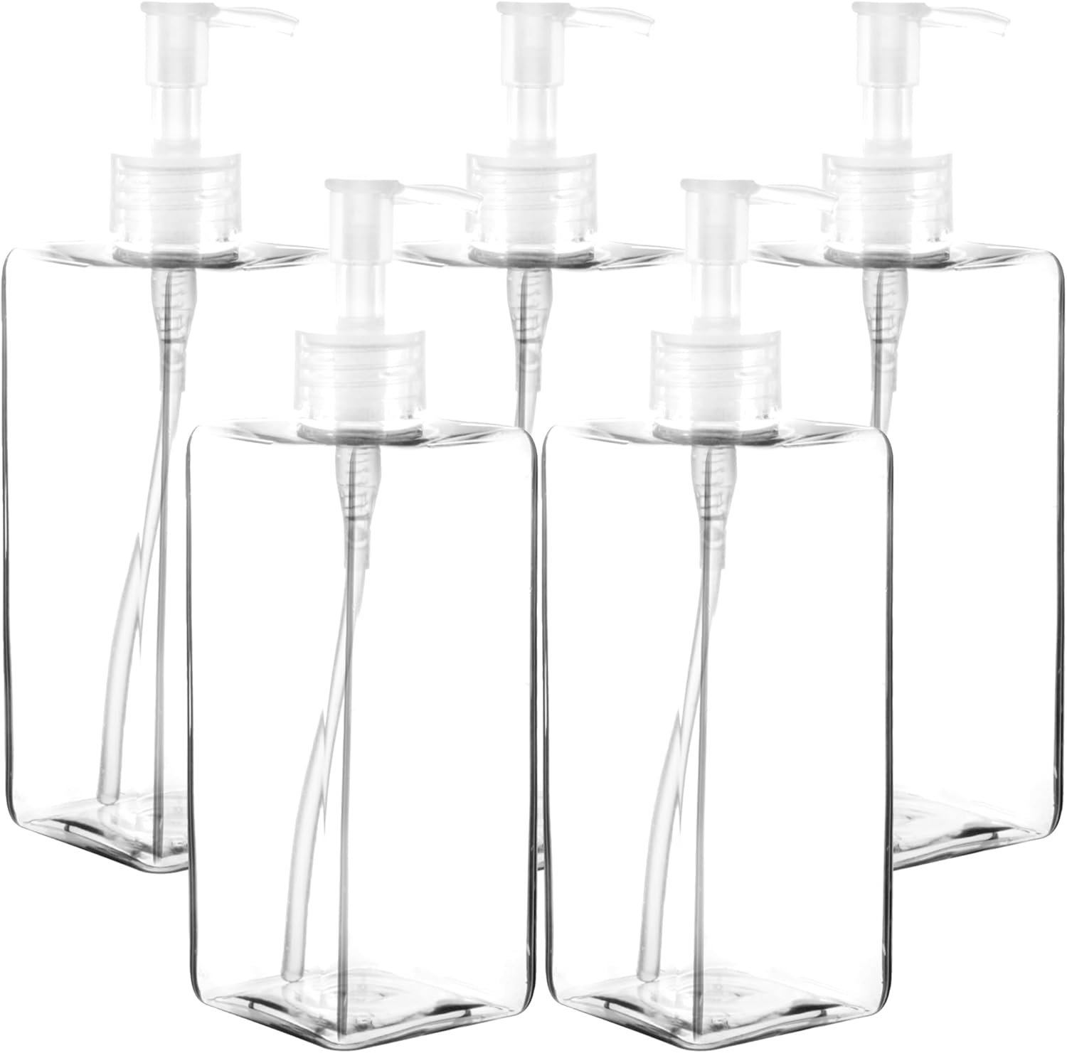 5 Pack Lockable Pump Bottles - 16oz Multi-Use Dispensers