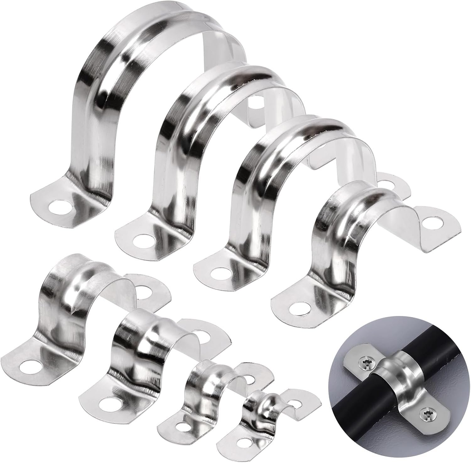 50-Piece Heavy Duty Pipe Clamps - 304 Stainless Steel