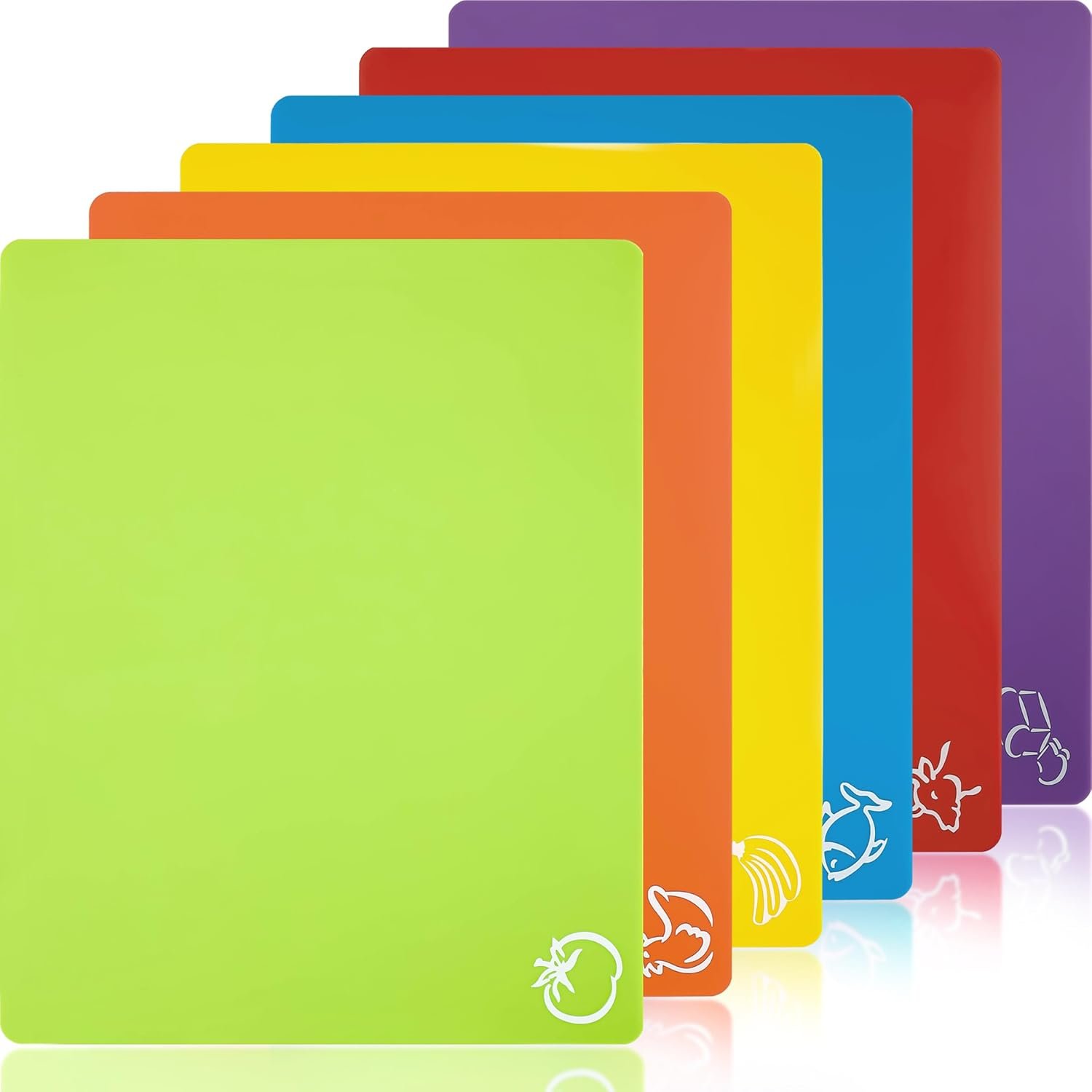 6 Color Kitchen Cutting Boards Set - BPA Free & Dishwasher Safe