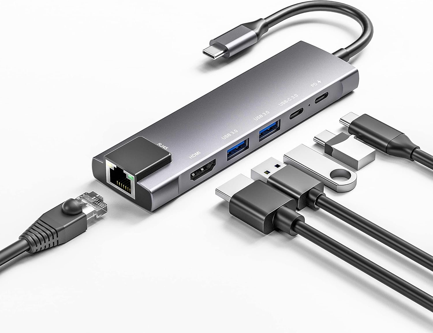 6-in-1 USB-C Hub: Expand Your Laptop's Connectivity