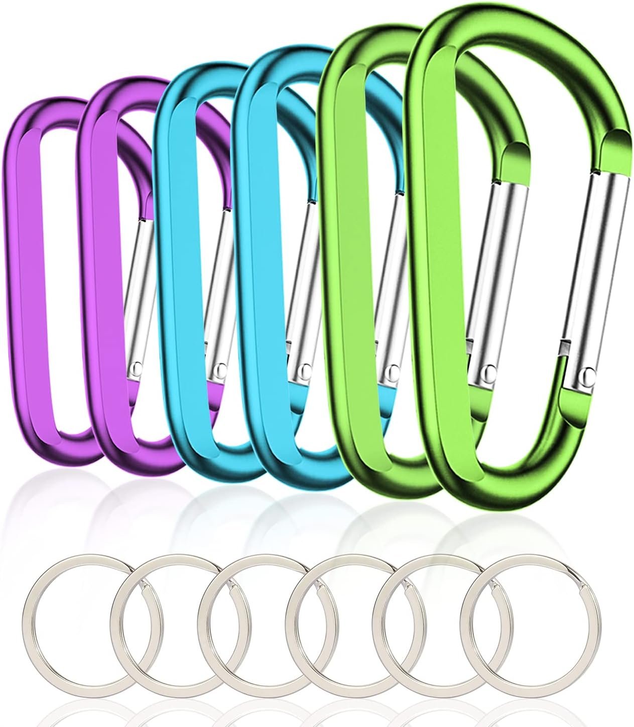 Versatile 6PCS Aluminum Carabiner Clips for Outdoor Use