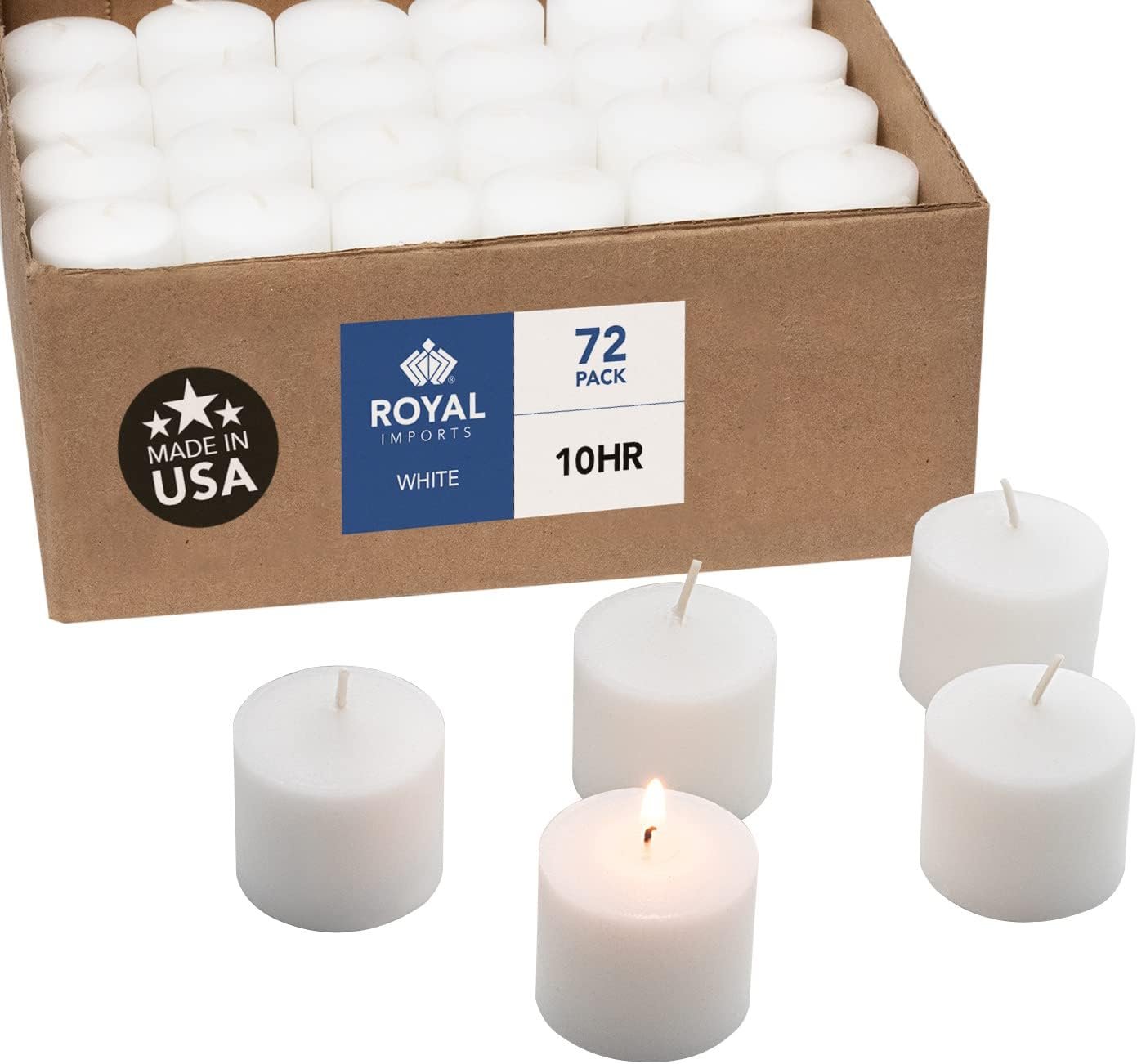 72-Pack Premium Votive Candles - 10 Hour Clean Burn