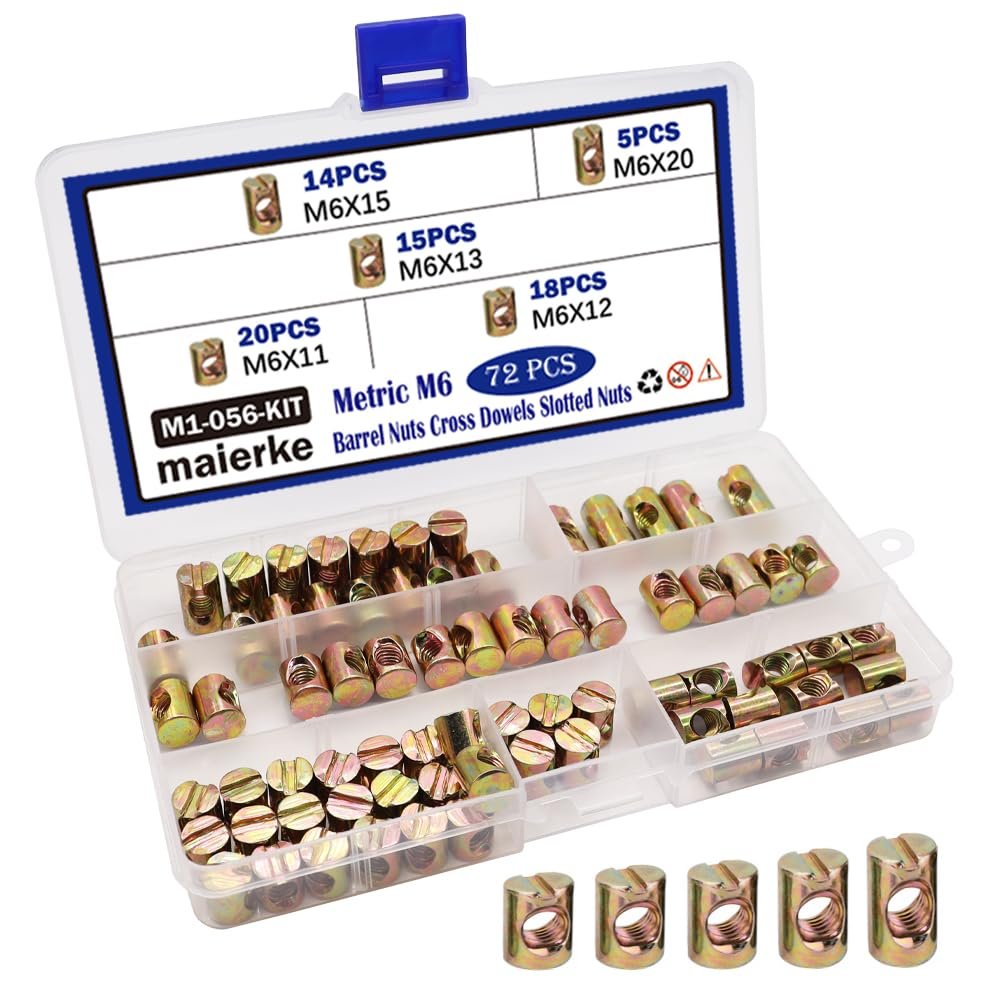 72PCS M6 Barrel Nuts for Furniture Projects