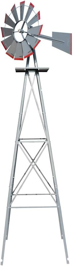 8FT Garden Windmill: Rust-Proof Metal Windmill with Direction Vane