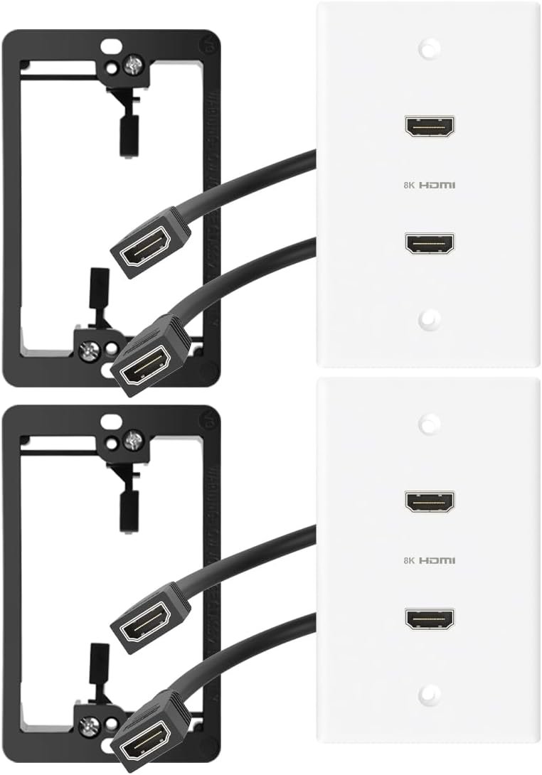 8K HDMI Wall Plate Kit: Dual Ports for Ultimate Home Theater Experience