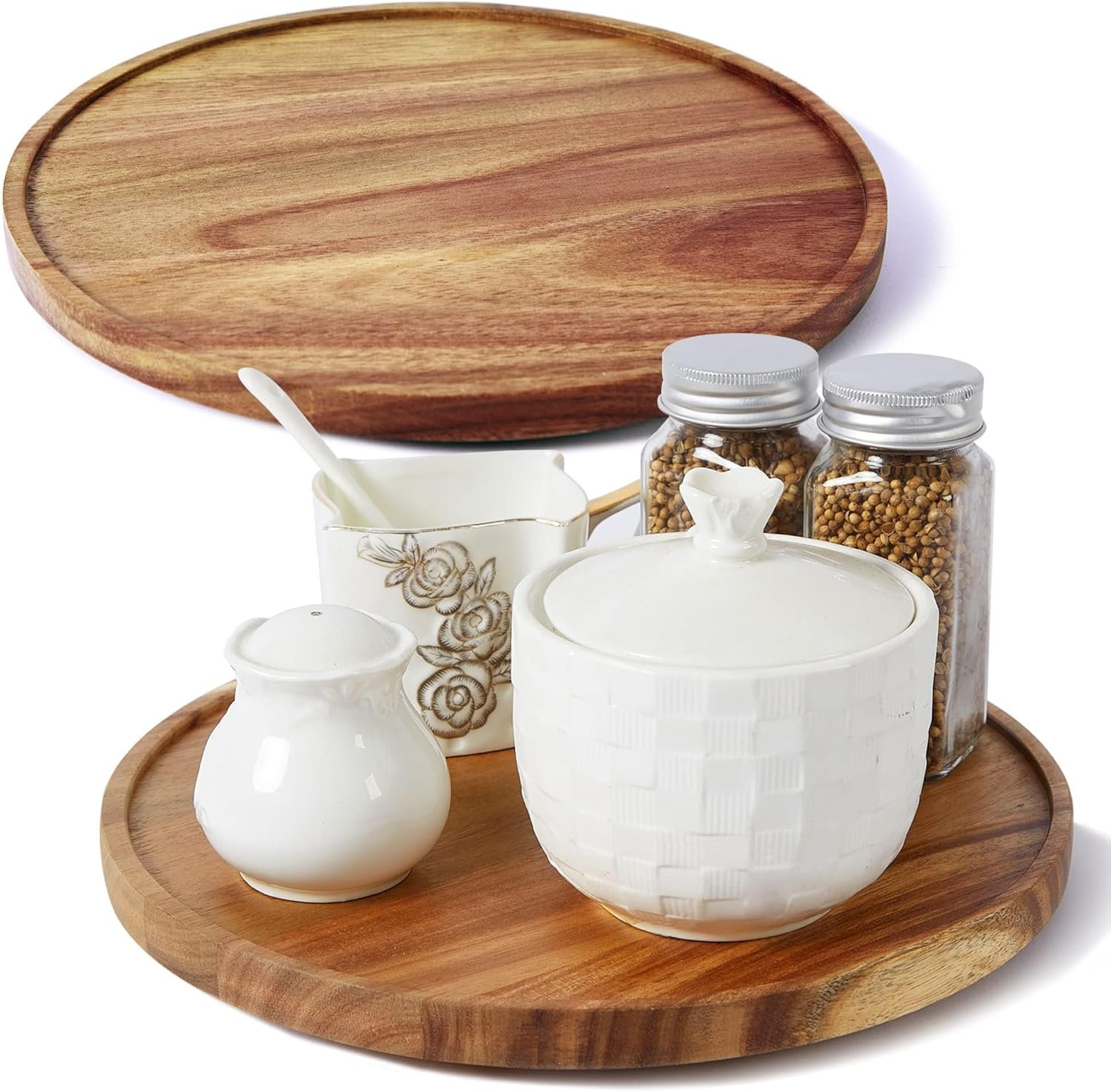 360° Reach Acacia Wood Lazy Susan Organizer - 2 Pack