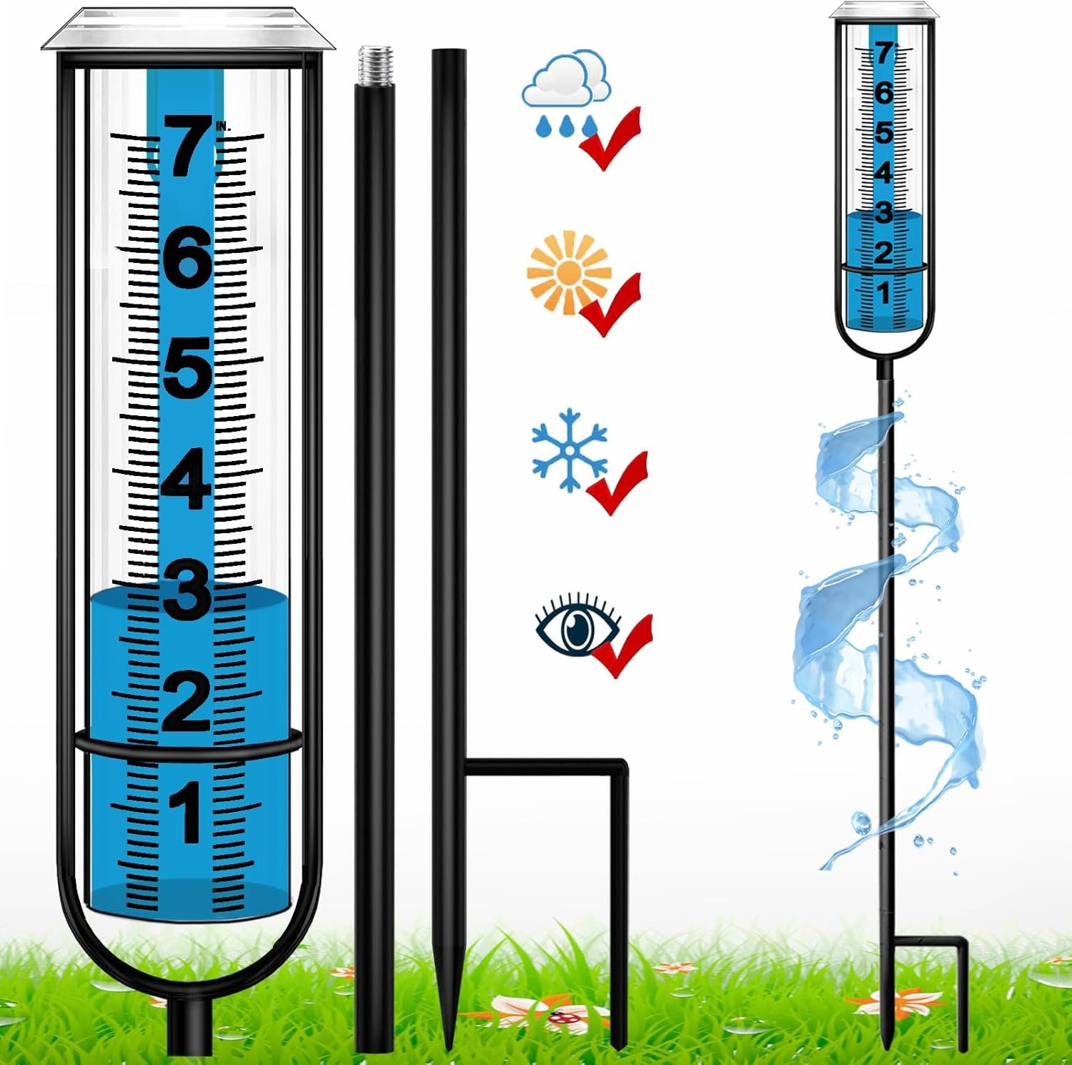 Accurate Tall Rain Gauge for Outdoor Use