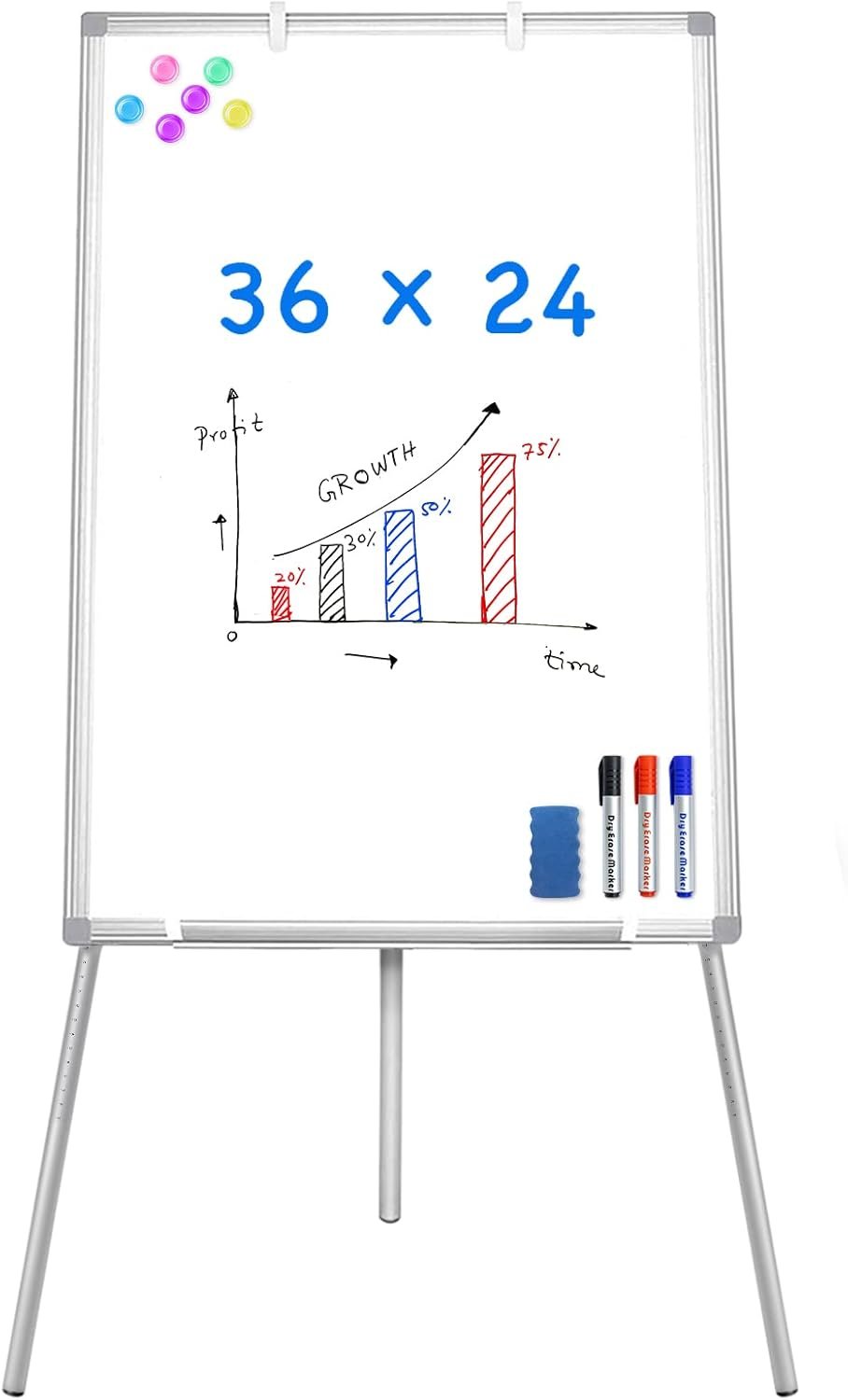 Adjustable Magnetic Whiteboard Easel for Office & Classroom