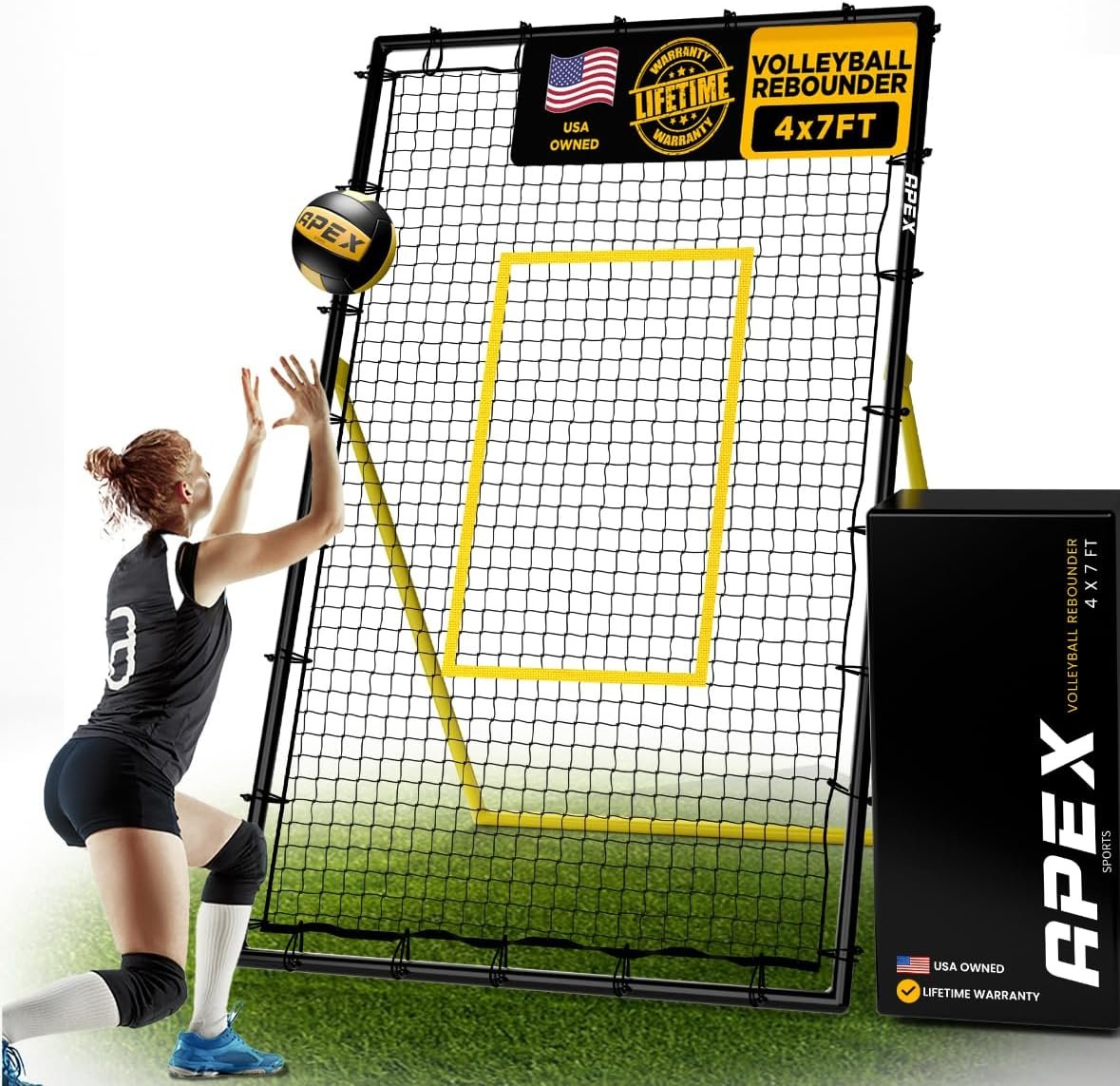 Master Every Volleyball Shot: 7x4 ft Adjustable Rebounder Net