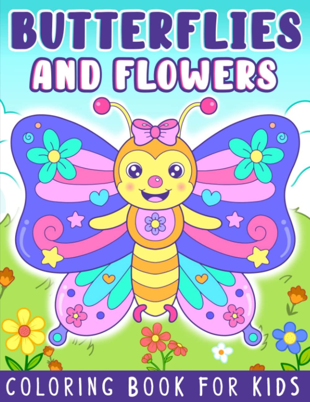 Adorable Butterflies and Flowers Coloring Book for Kids