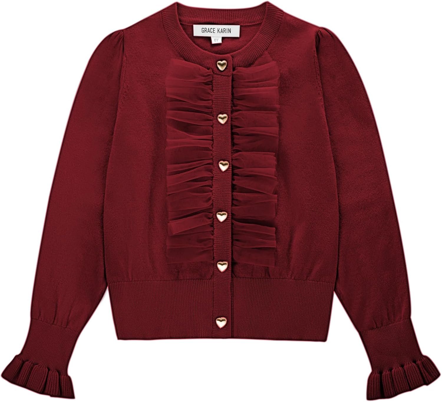 Adorable Ruffle Knit Cardigan for Girls 5-12