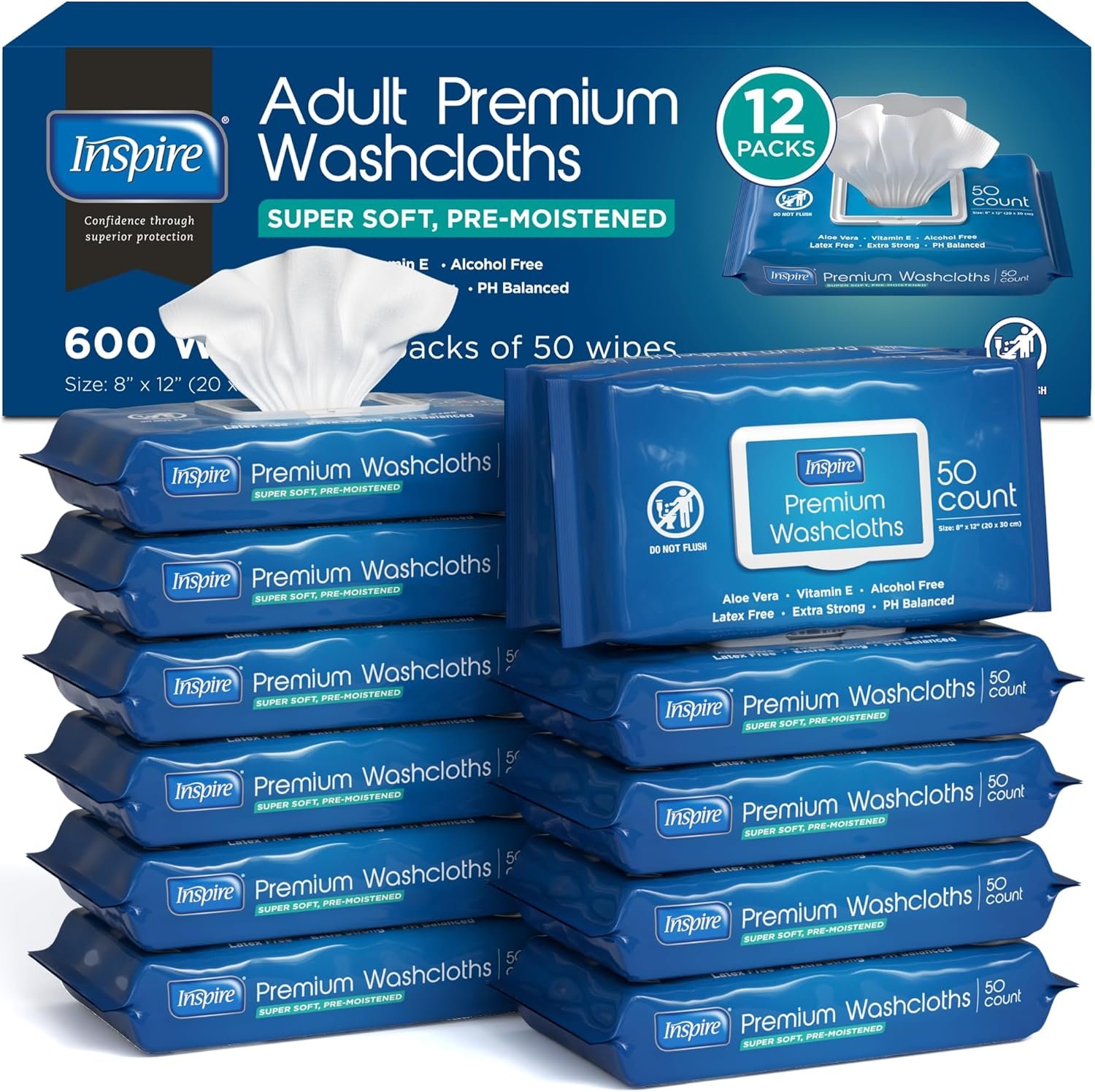 Adult Care Wipes - Large 8x12 Aloe Vera Wipes