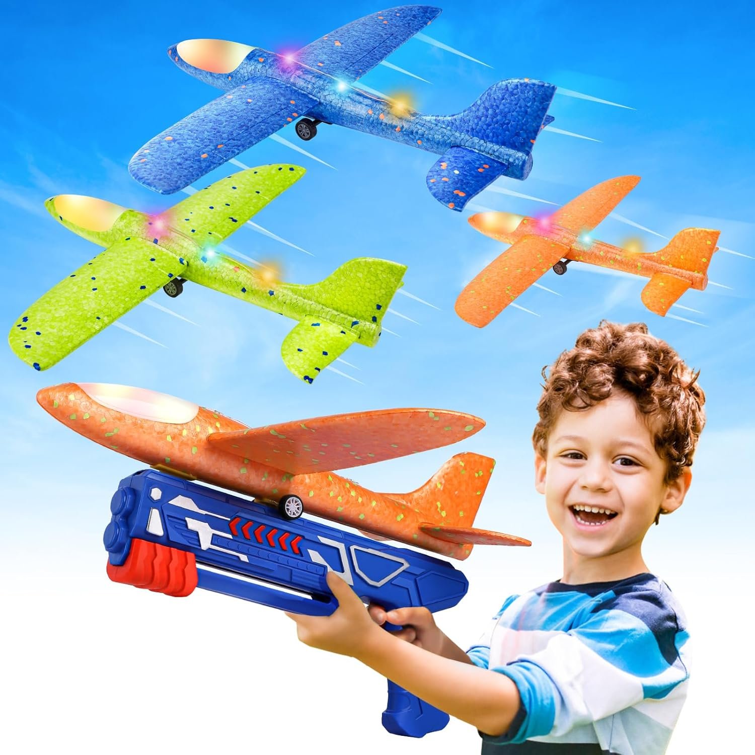 Launch & Soar: LED Airplane Glider Set for Kids Adventure