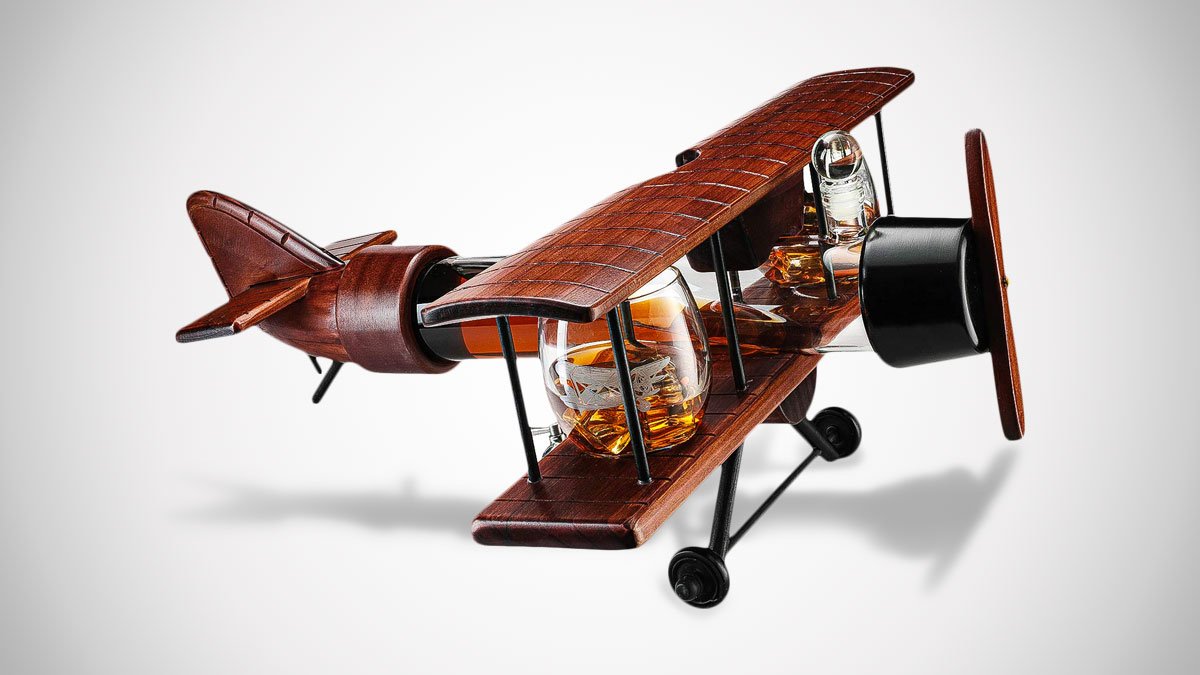 Airplane Whiskey Decanter & Glass Set