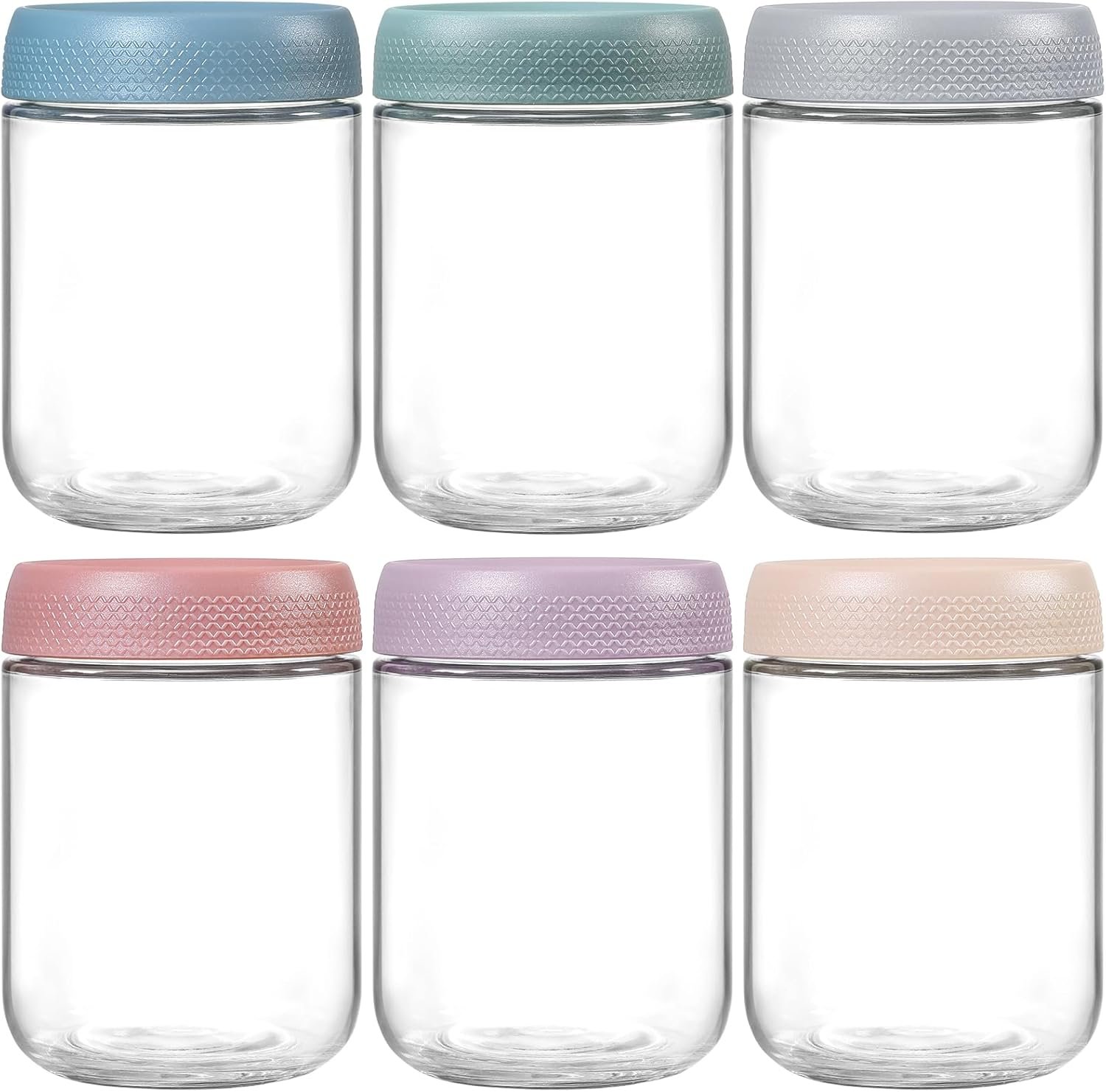 Airtight 16oz Glass Jars for Overnight Oats & Snacks (6-Pack)