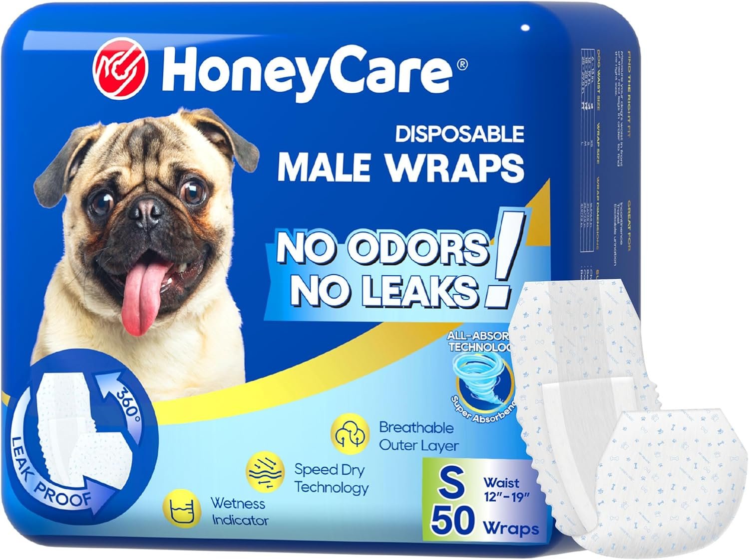 Leak-Proof Wraps Keep Small Male Dogs Comfy & Dry (50ct)