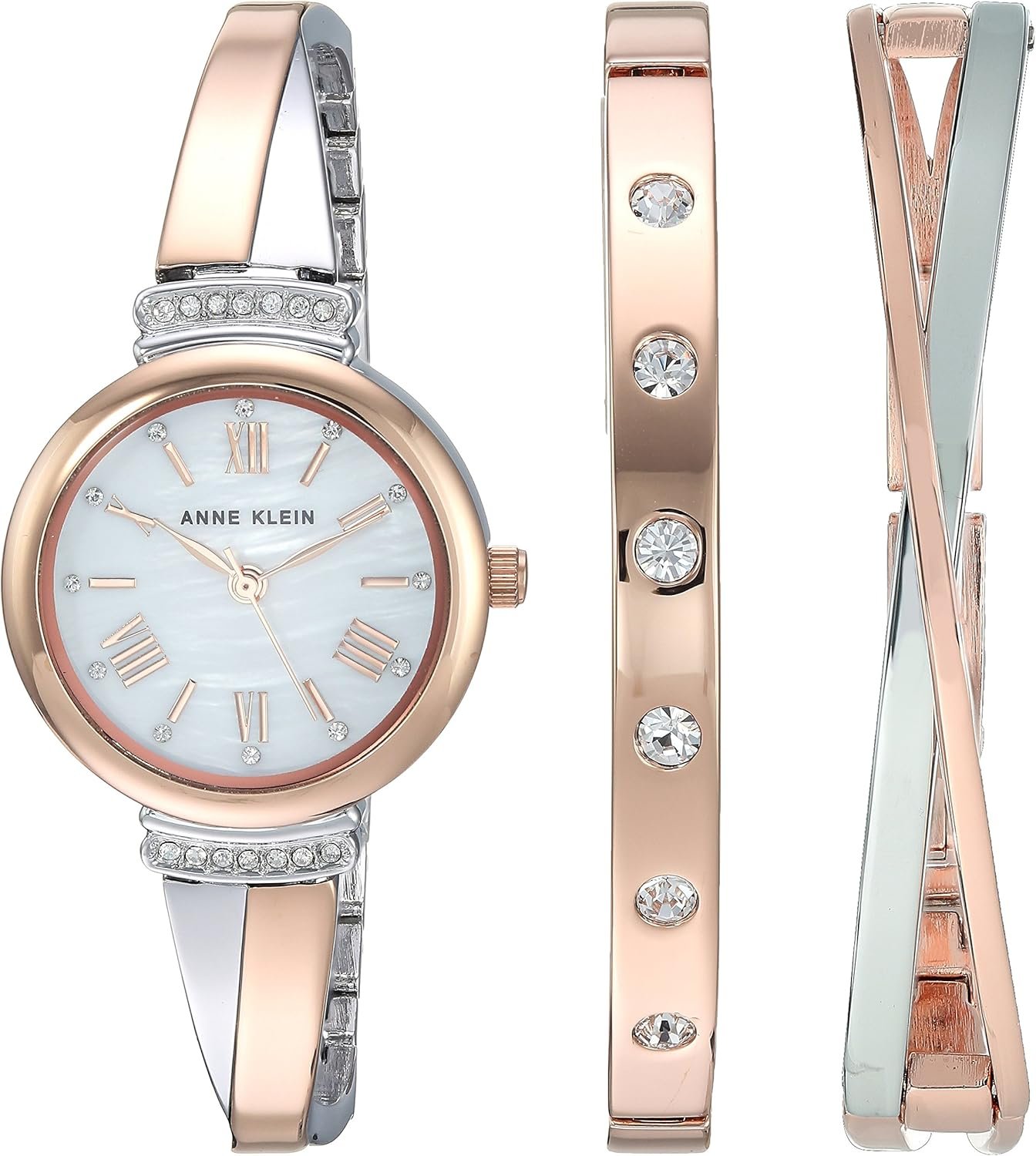 Elegant Anne Klein Crystal Accented Bangle Watch Set