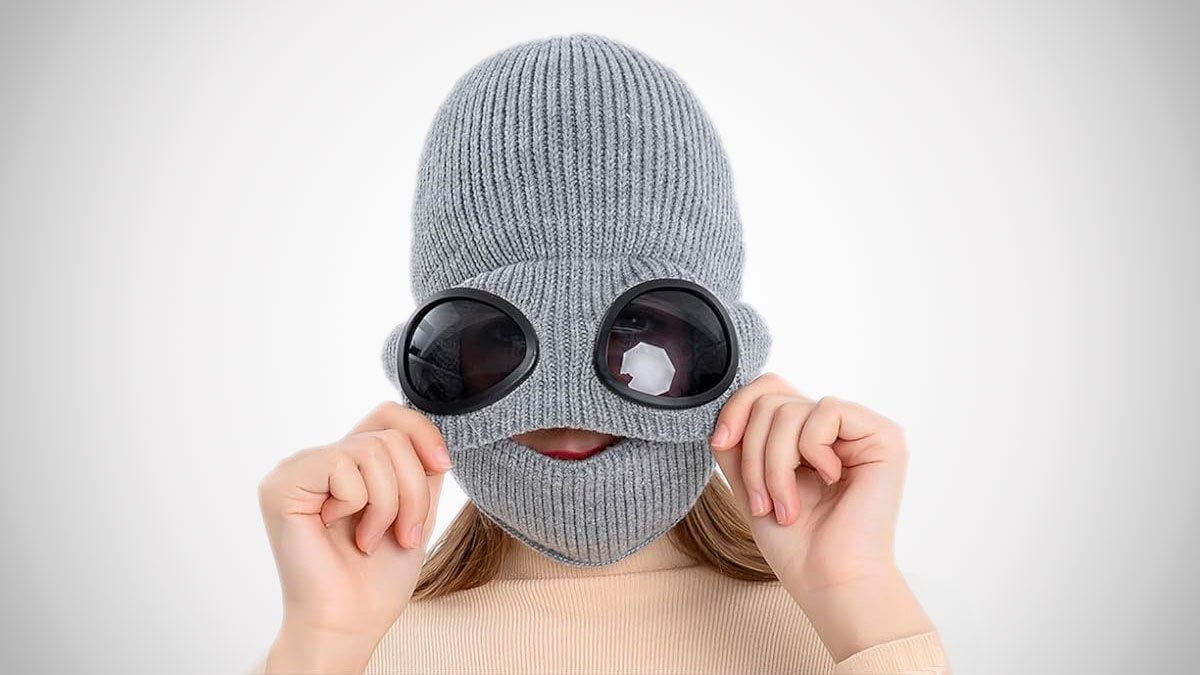 Aviator Goggle Beanie with Face Muffler