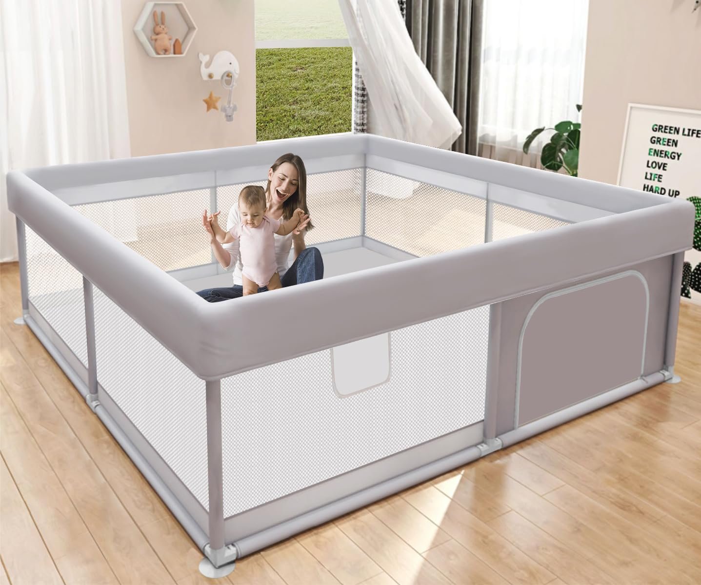 Safe Baby Playpen: 50x50 inch Indoor/Outdoor Space