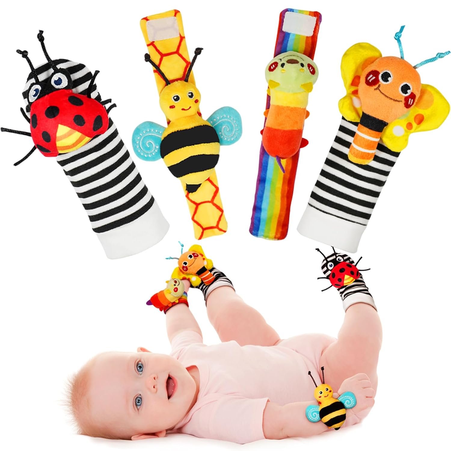 Engaging Baby Rattle Socks & Foot Finders Set for Newborns