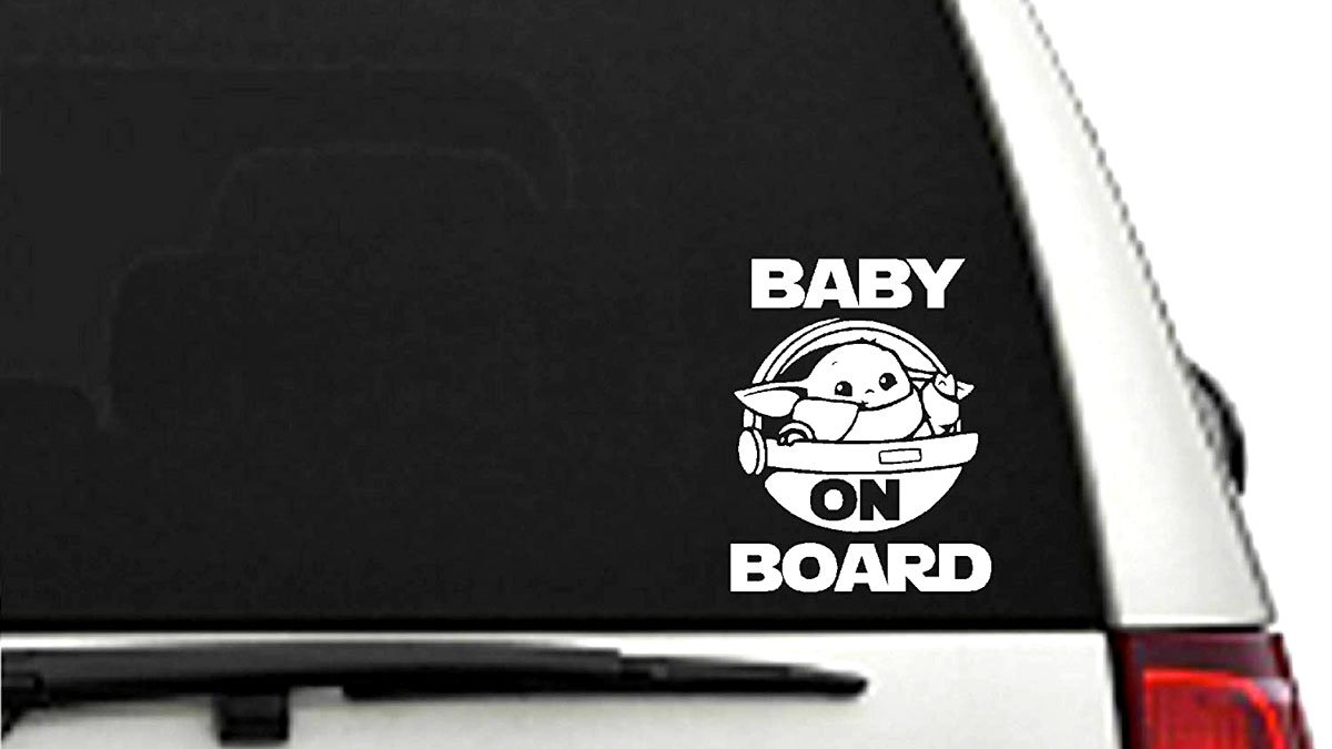 Baby Yoda Baby on Board Windshield Decal