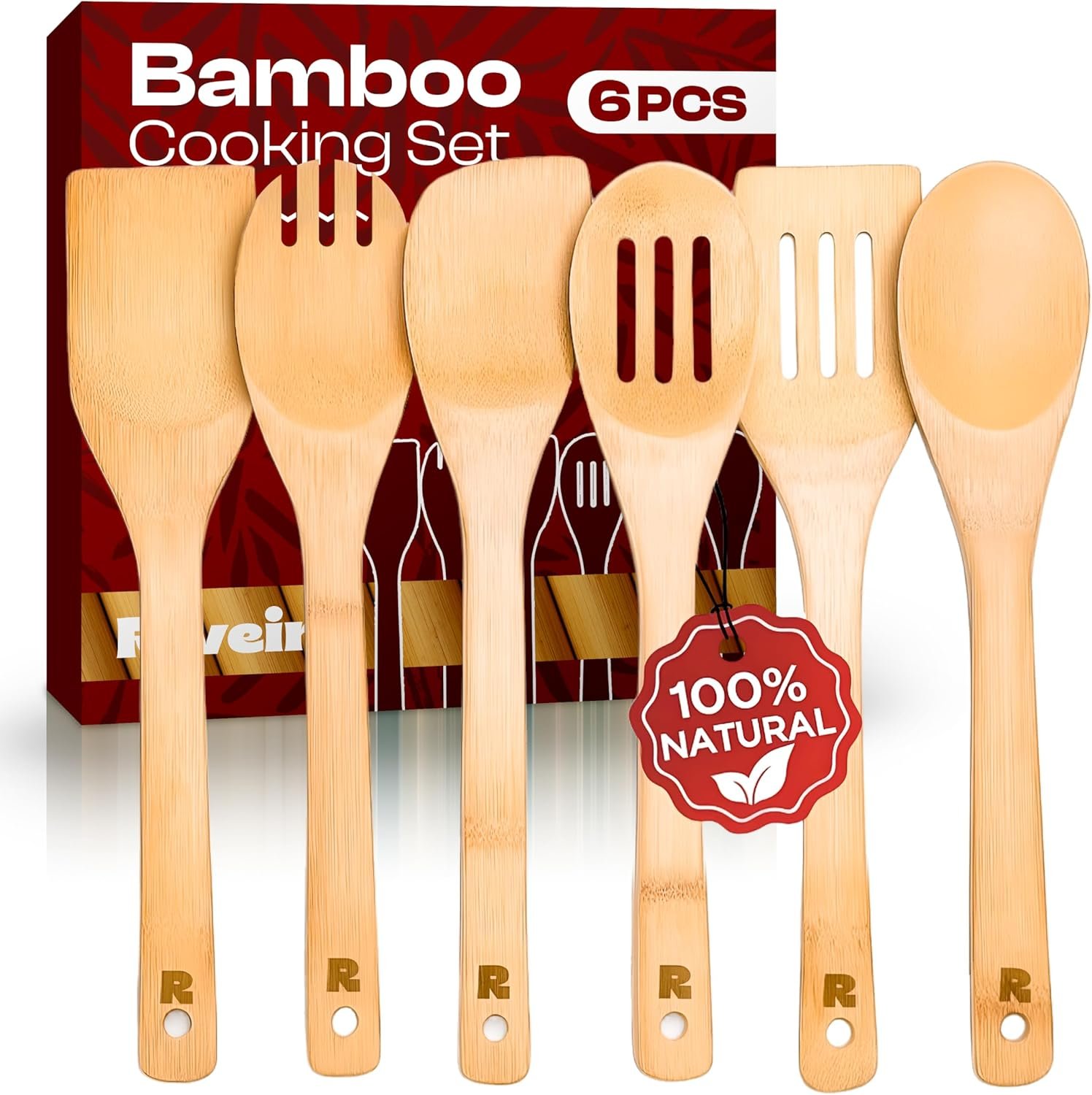 Sturdy Bamboo Spoons & Spatulas: 6-Piece Kitchen Set