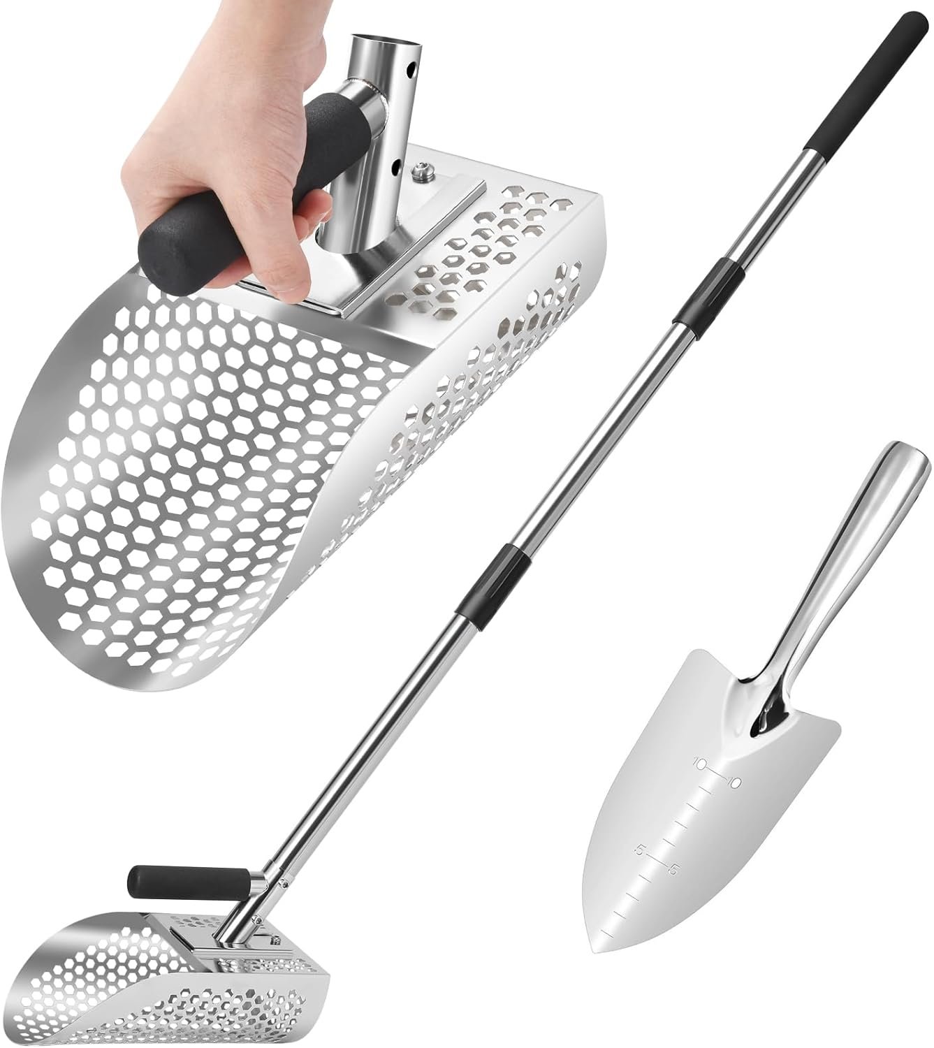 Effortless Beach Treasure Hunting: Stainless Steel Sand Scoop