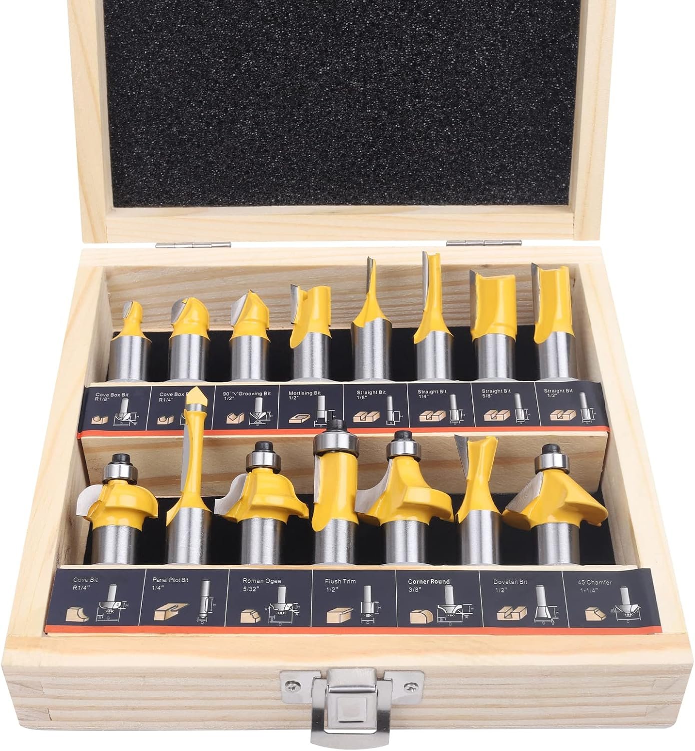 Beginner-Friendly 15-Piece Router Bit Set for Woodworking Projects