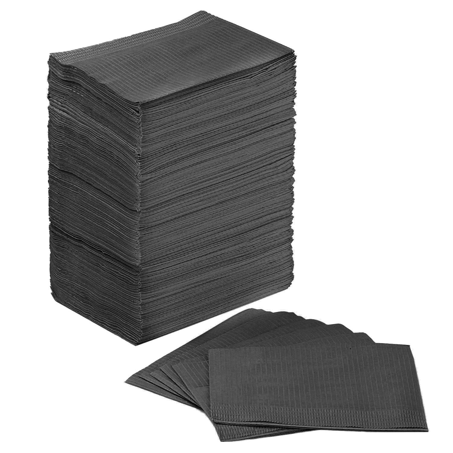 Black Dental Bibs: 125-Pack Spill Guards for Tattoos & Teeth